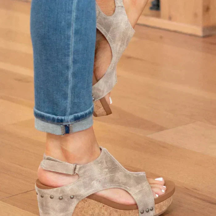 Norielle dámské sandály na klínku hnědé boho