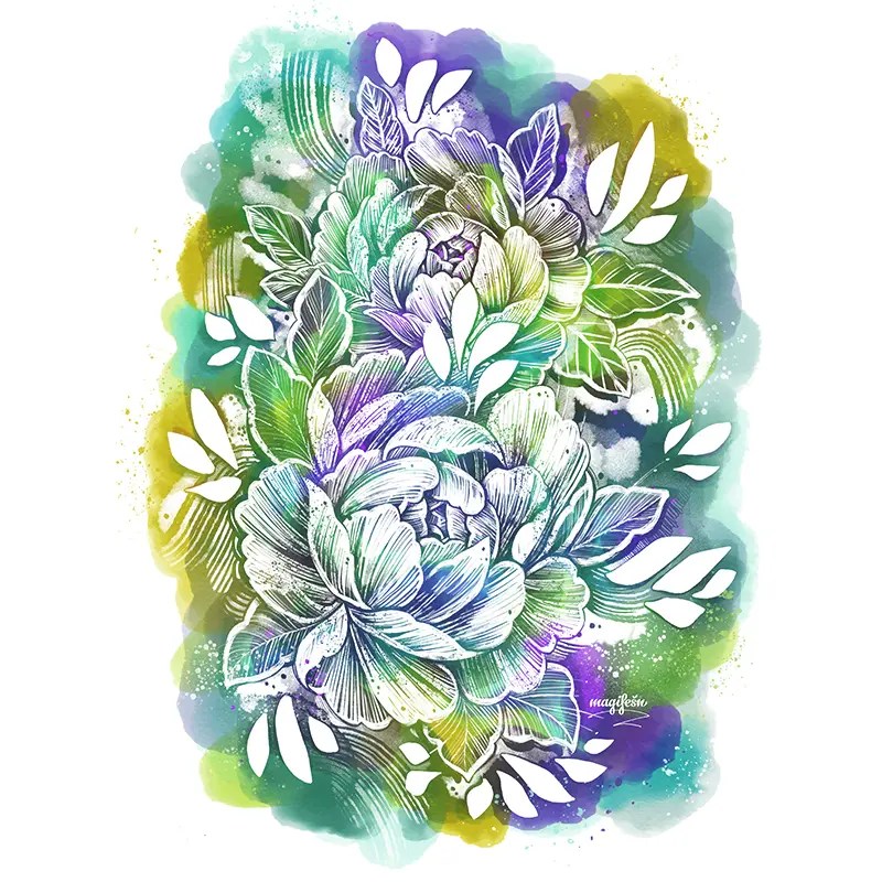 Magifešn FAIR TRADE Polštář povlak Pivoňky Fresh 50x50 cm