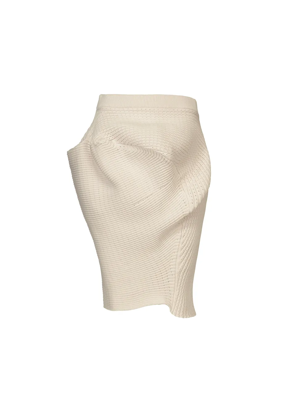 Issey Miyake Found Stone pletená minisukně off-white