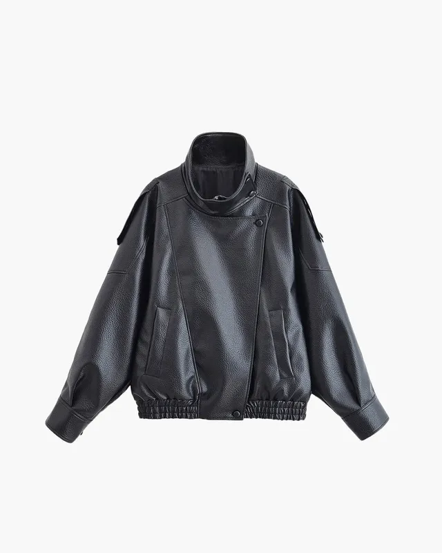 Norielle bomber bunda z ekokůže černá S se stojáčkem
