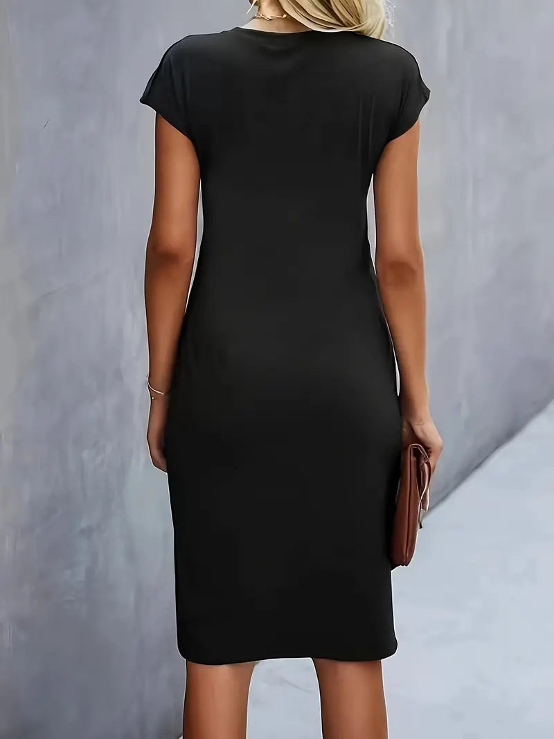 Norielle midi pouzdrové šaty černá minimalistické