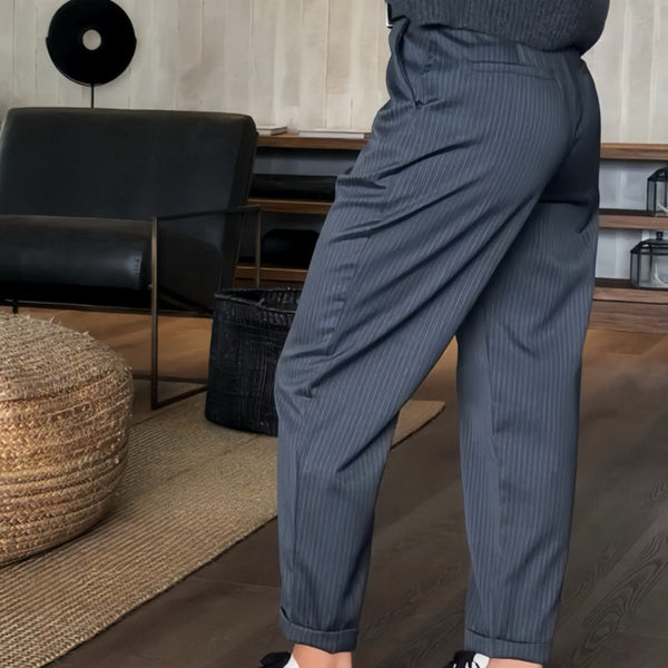 Norielle Sylwia elegantní pruhované kalhoty námořní modrá