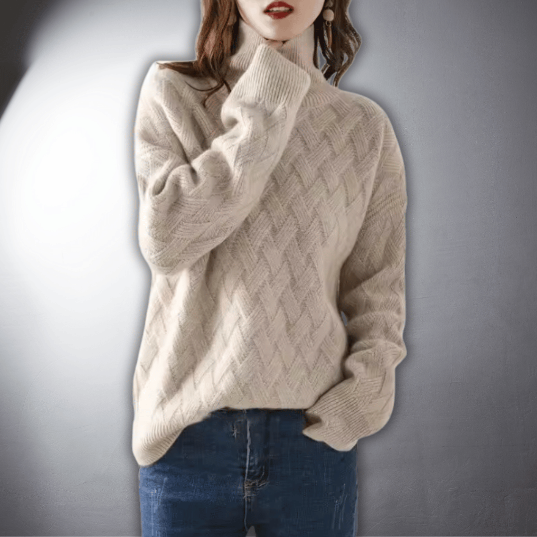 Norielle oversize rolákový svetr béžový copánkový