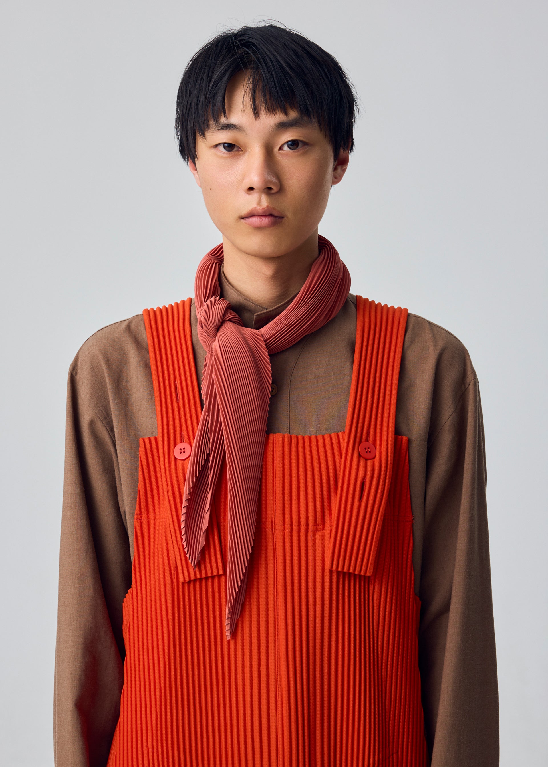 Issey Miyake Homme Plissé Pleats Stole šála červená