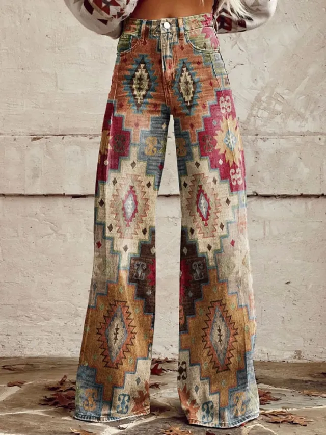 Norielle dámské kalhoty patchwork široké dlouhé