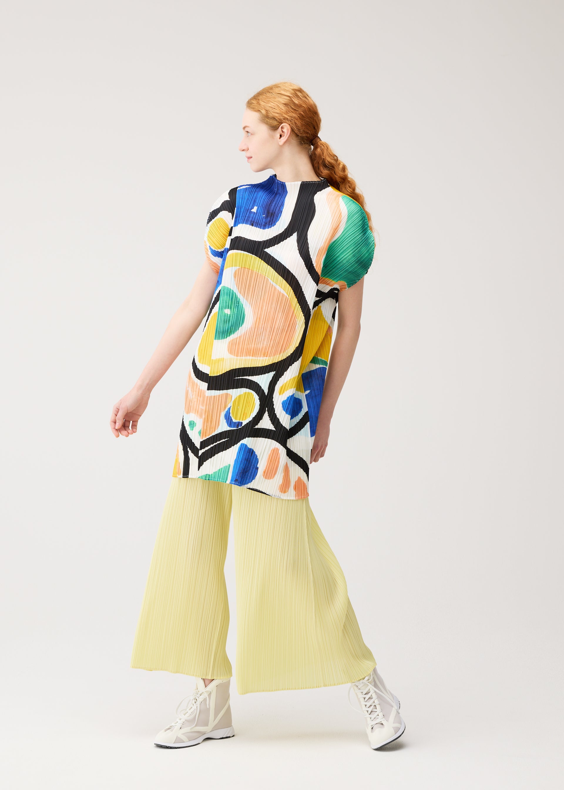 Issey Miyake Pleats Please Roll tunika modrá plisovaná