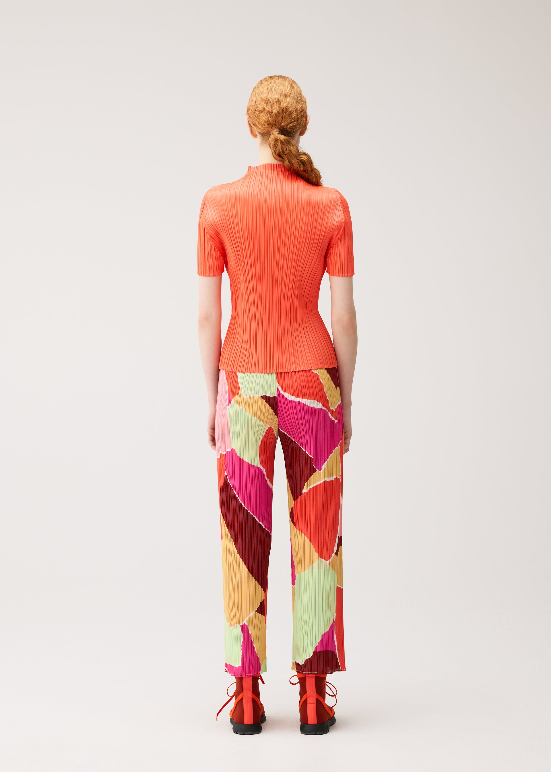Issey Miyake Surprise kalhoty oranžové vzorované