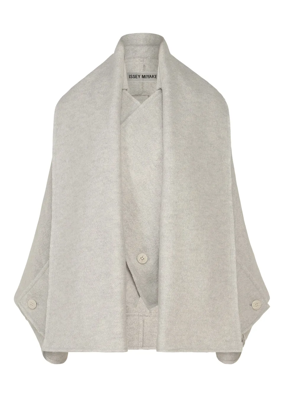 Issey Miyake Woolen Granite IM63331 dámský kabát šedý se šálou