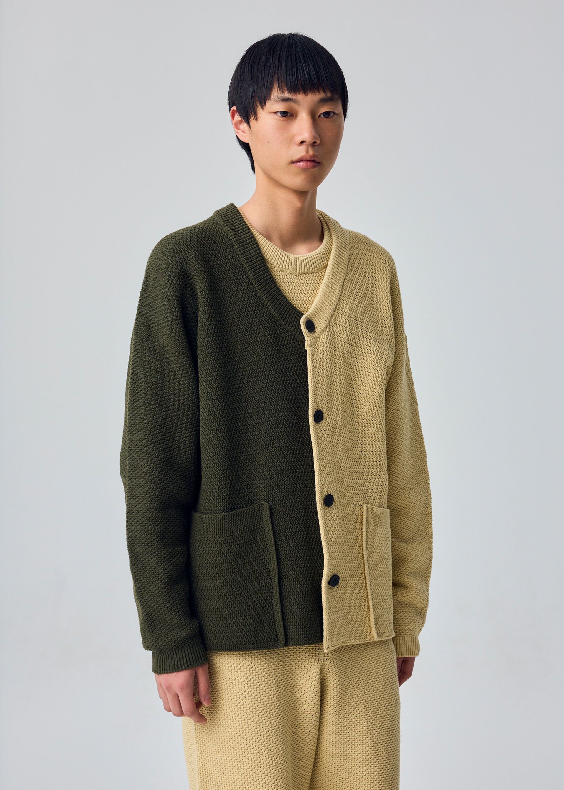 Issey Miyake Rustic Knit kardigan Black vlněný