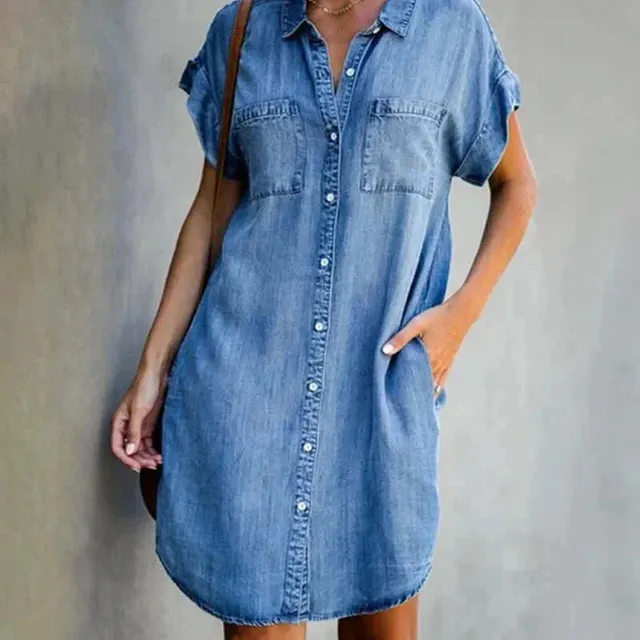 Norielle Denim košilové šaty světle modré