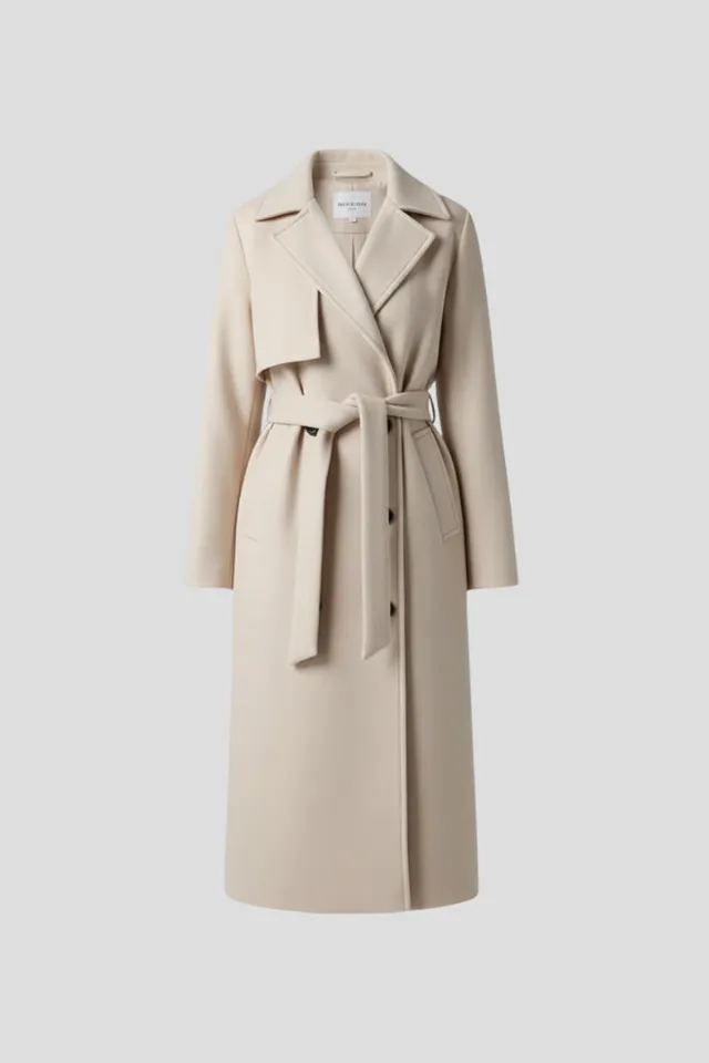 Norielle trenchcoat dlouhý dvouřadý pásek velbloudí