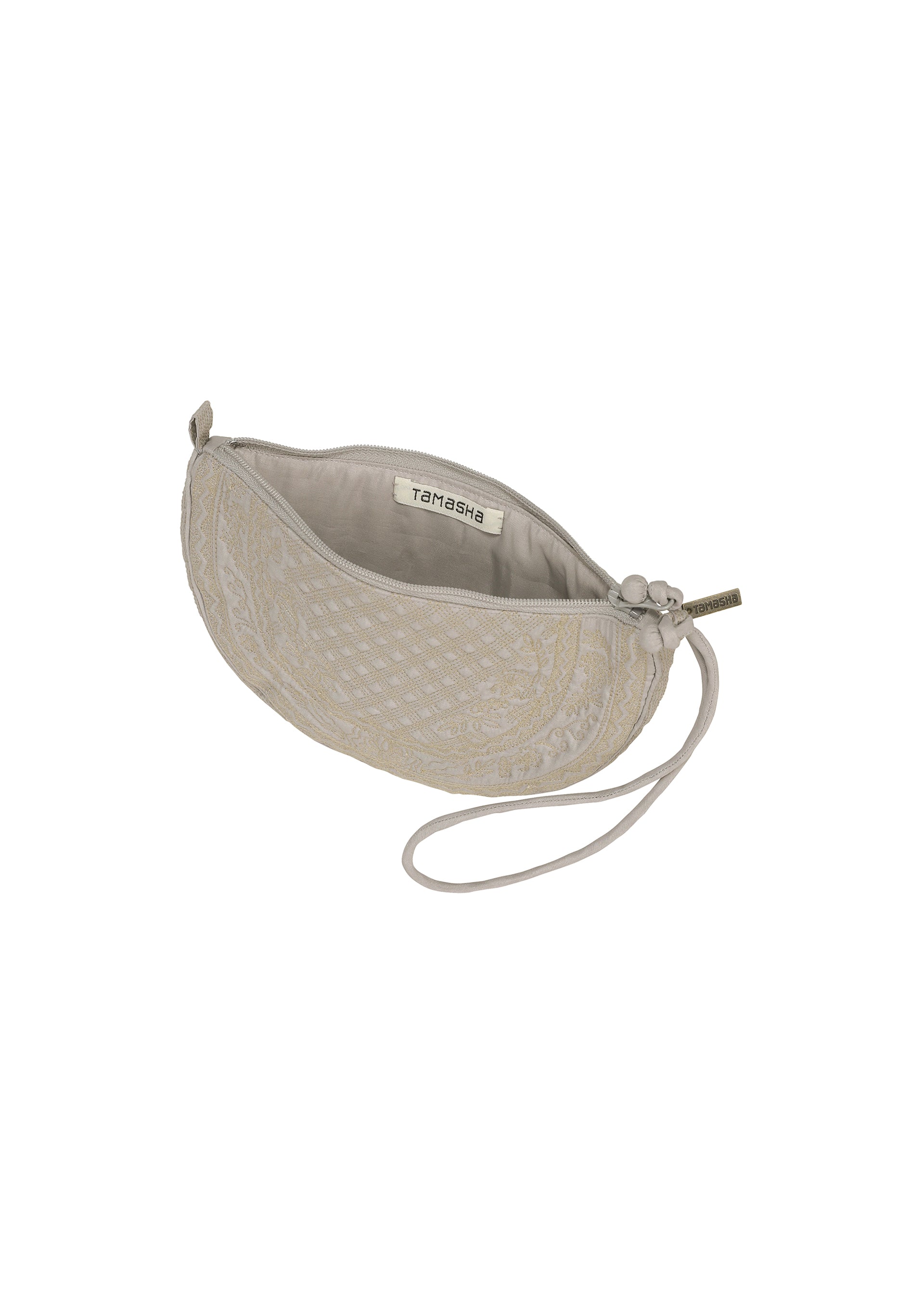 Issey Miyake HaaT Bloom Plaid Boston pouzdro šedé vyšívané
