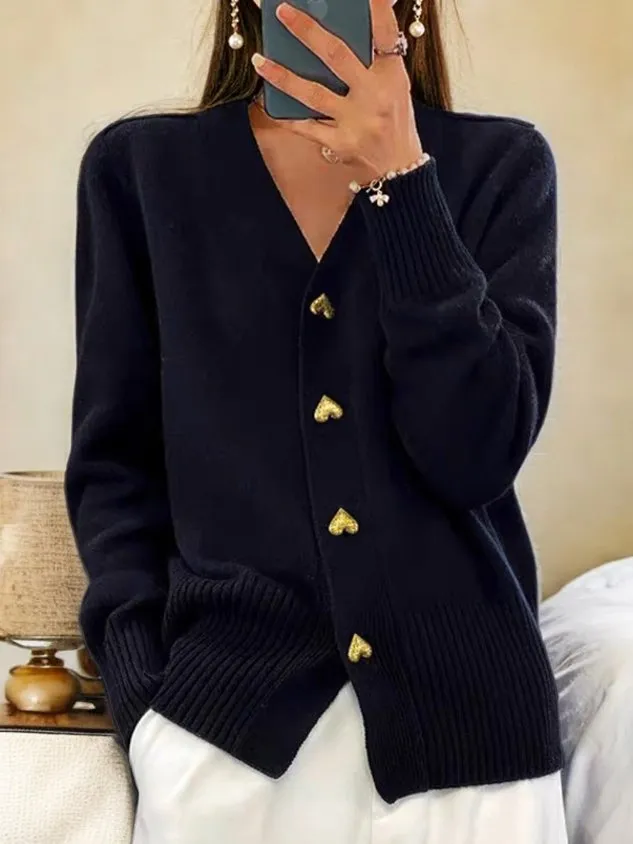 Norielle pletený cardigan se zlatými knoflíky černý