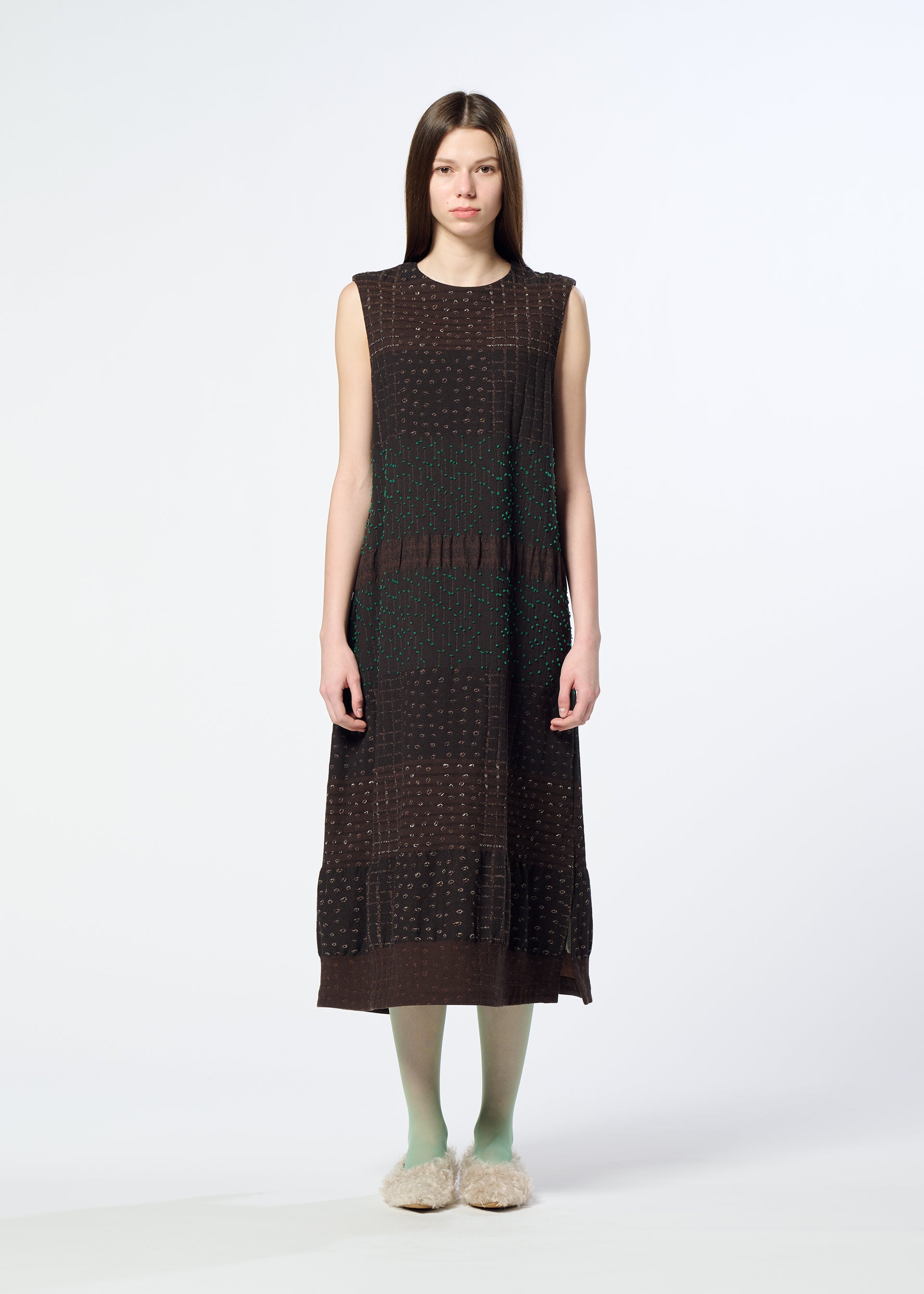 Issey Miyake HaaT Collage Stretch I šaty Dark Brown vel. 2
