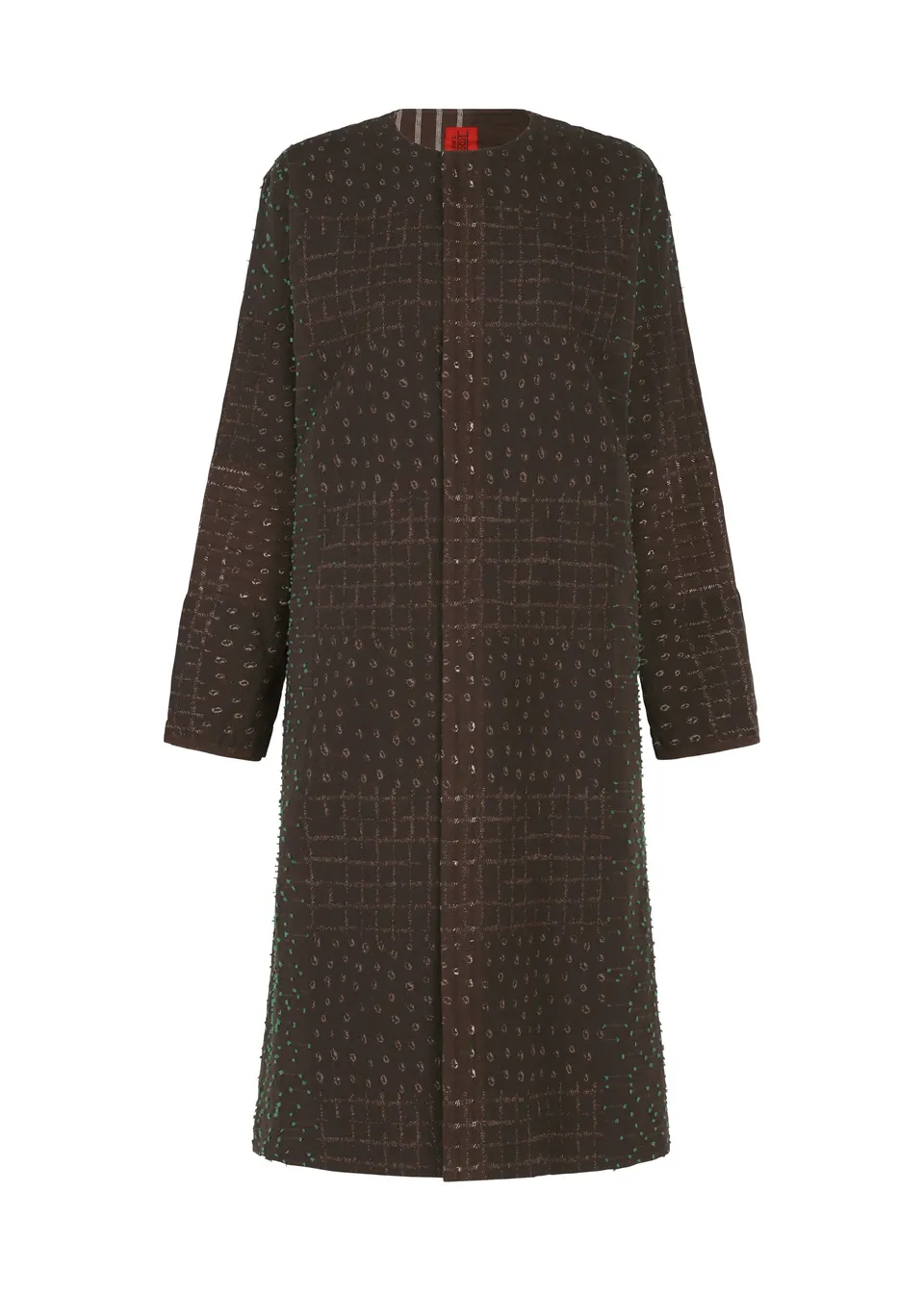 Issey Miyake Collage Stretch kabát dark brown kostka vel.2