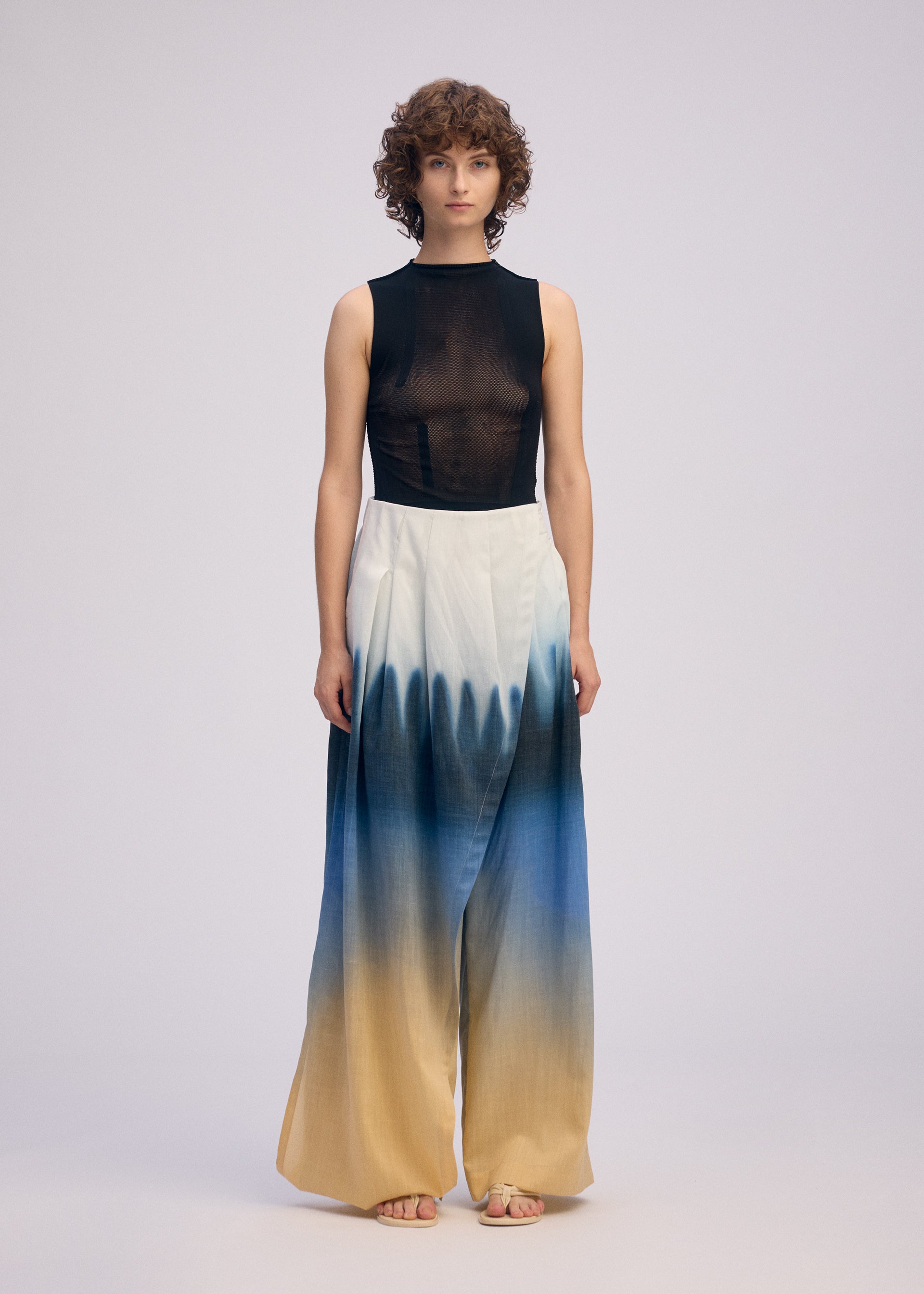 Issey Miyake Plumage kalhoty Chukar 1 ruční vzor peří