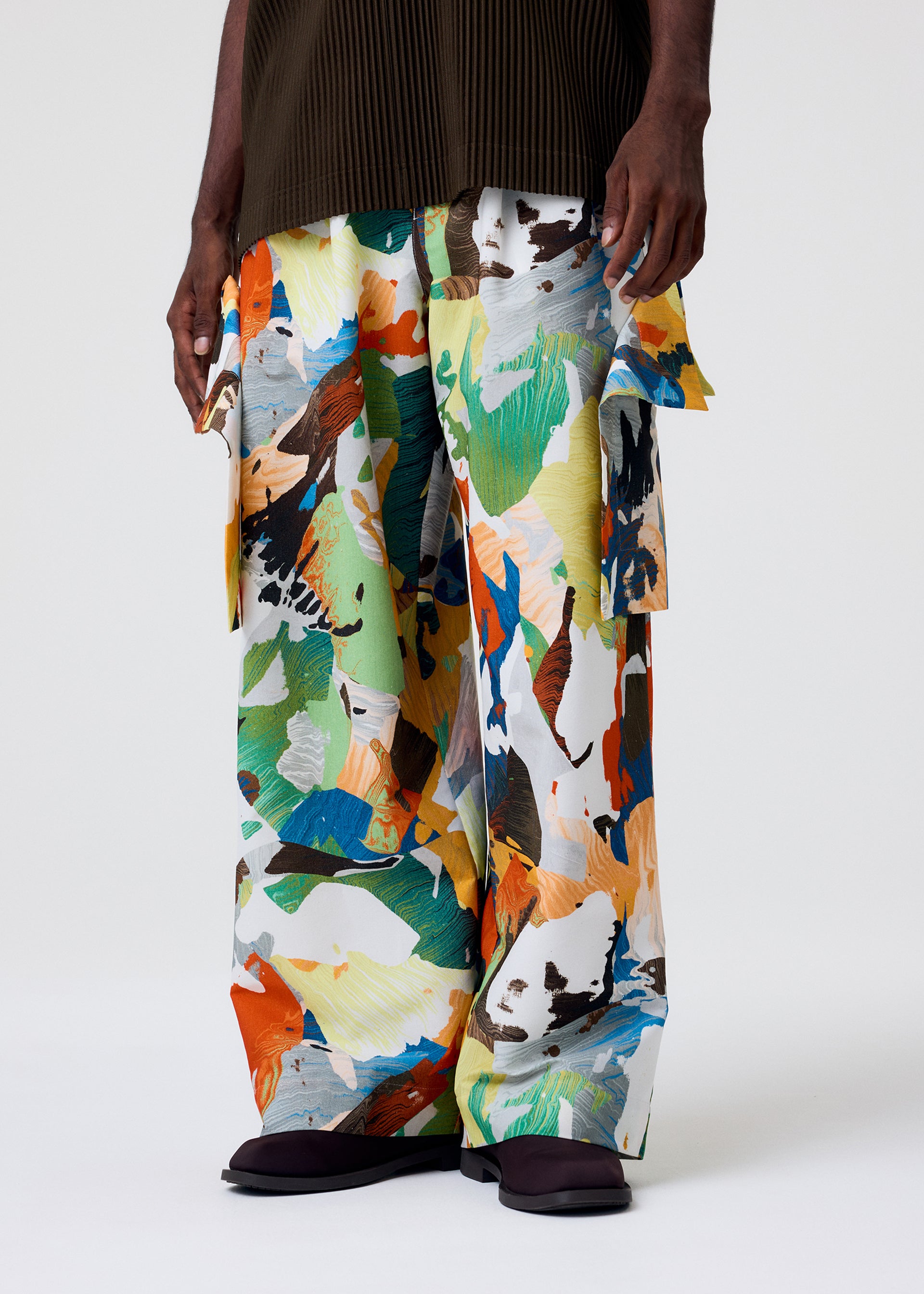 Issey Miyake Palette Marbled široké kalhoty multicolor