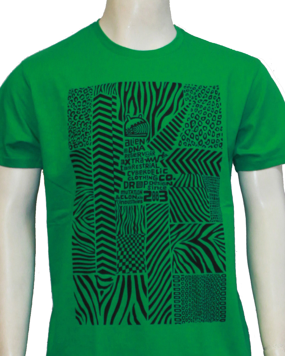 Alien DNA Black Pattern pánské tričko zelené