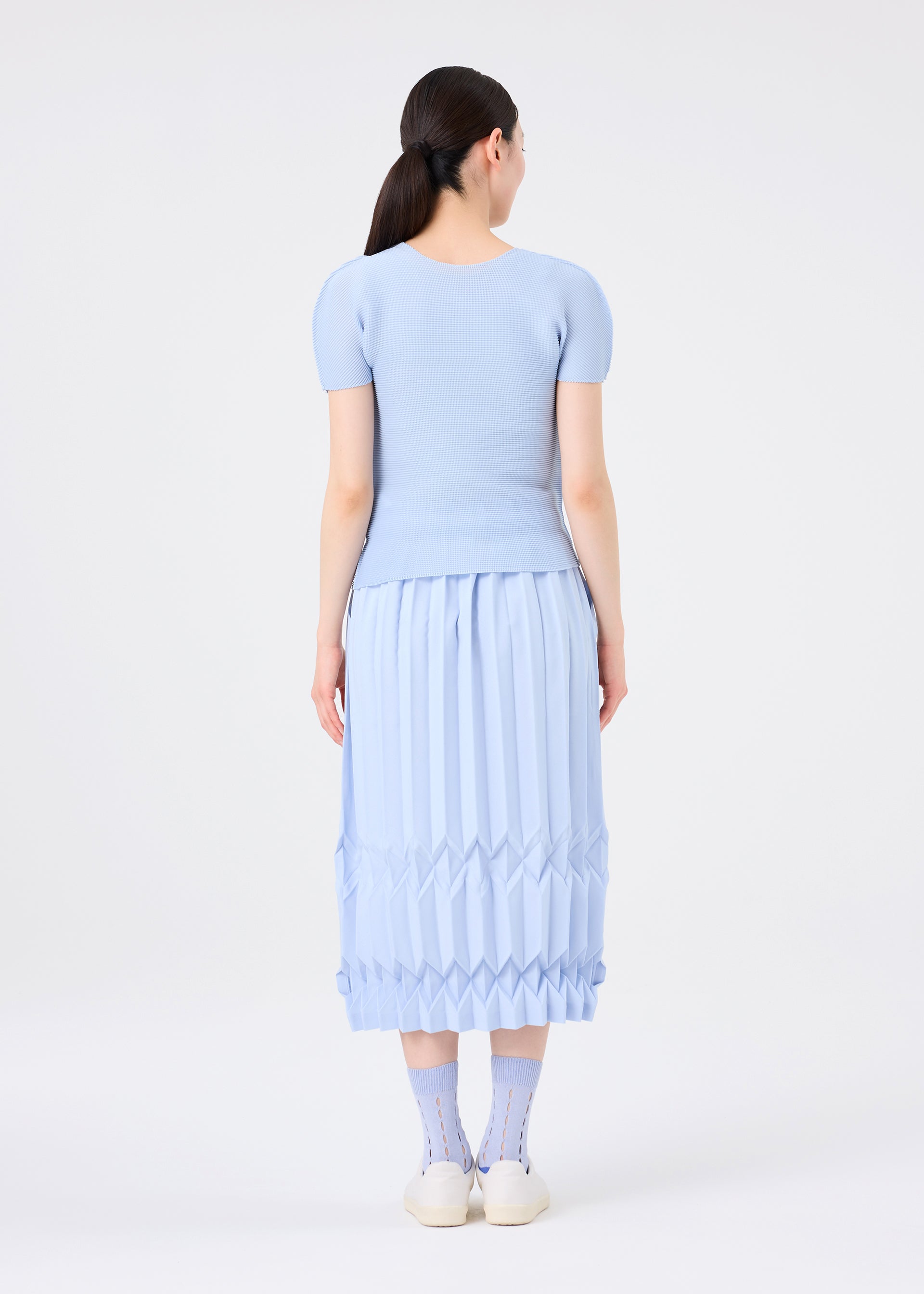 Issey Miyake Tree Pleats sukně černá plisovaná s kapsami