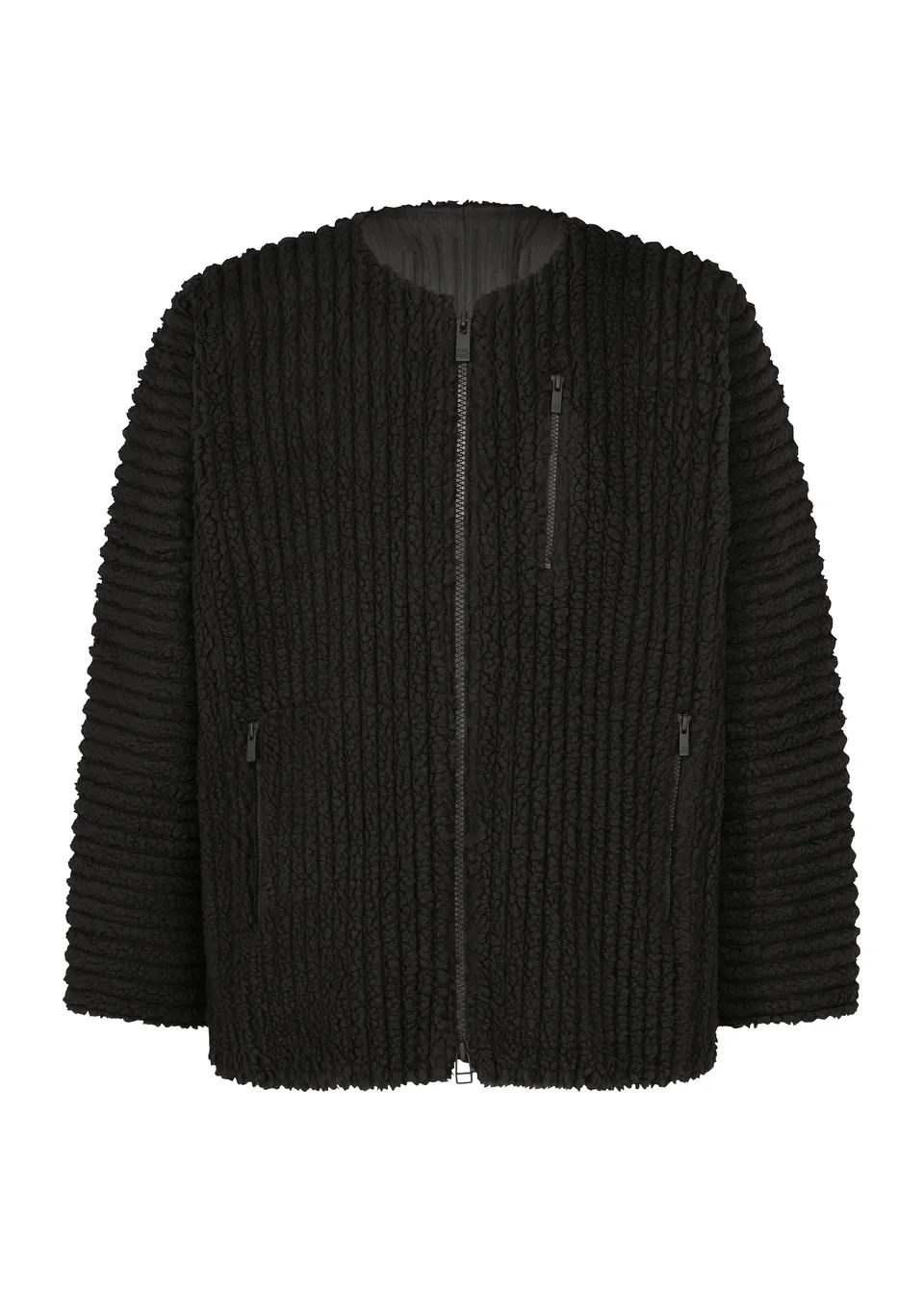 Homme Plissé Issey Miyake Fleece Pleats bunda černá