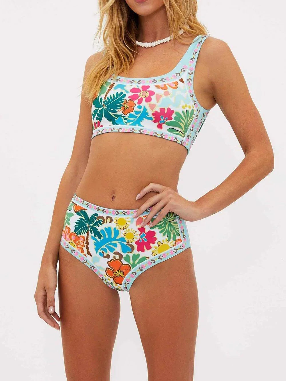 Norielle Floral dvoudílné bikiny květované vysoký pas