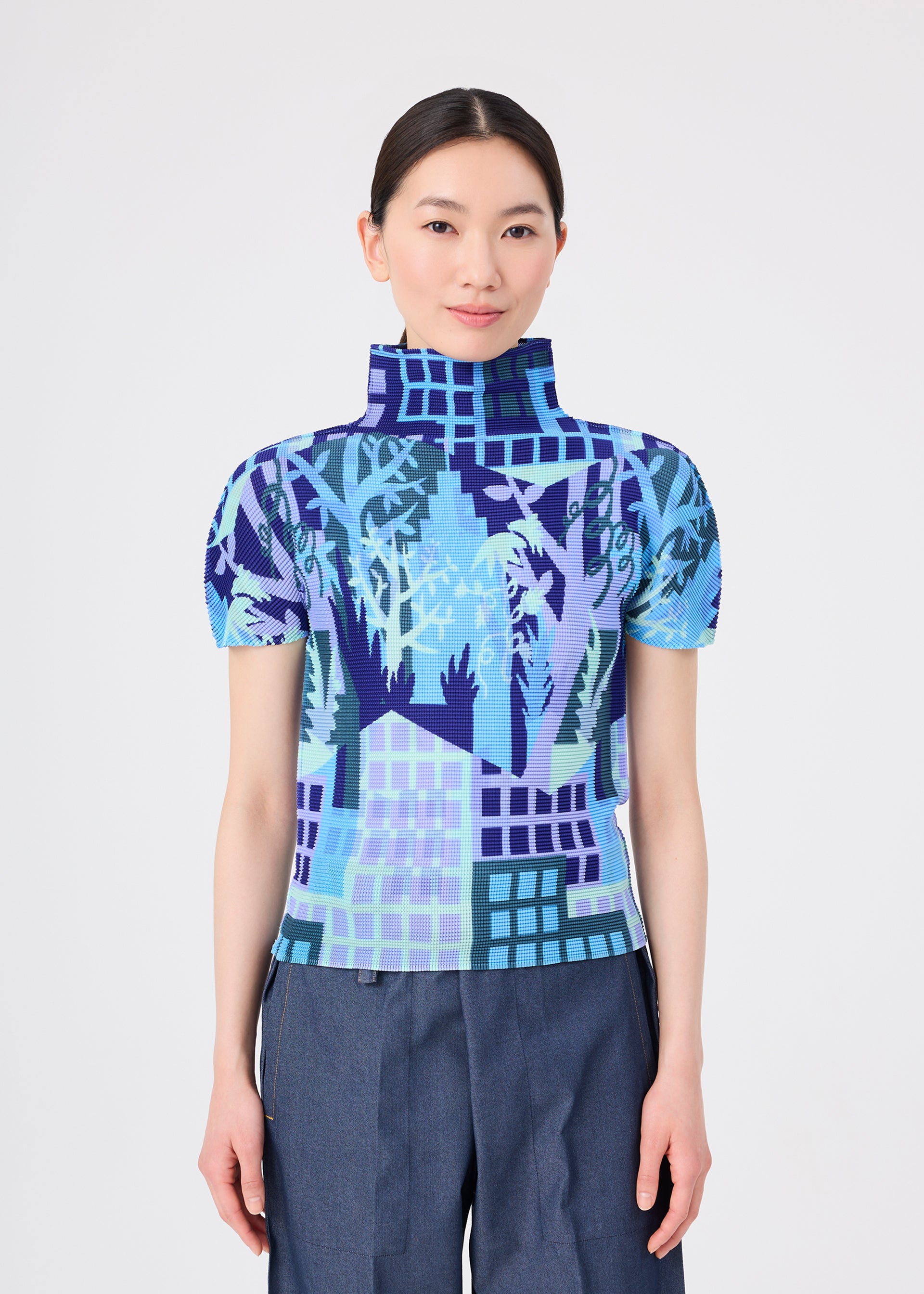 me Issey Miyake Building triko Gray-Hued stretch plisé