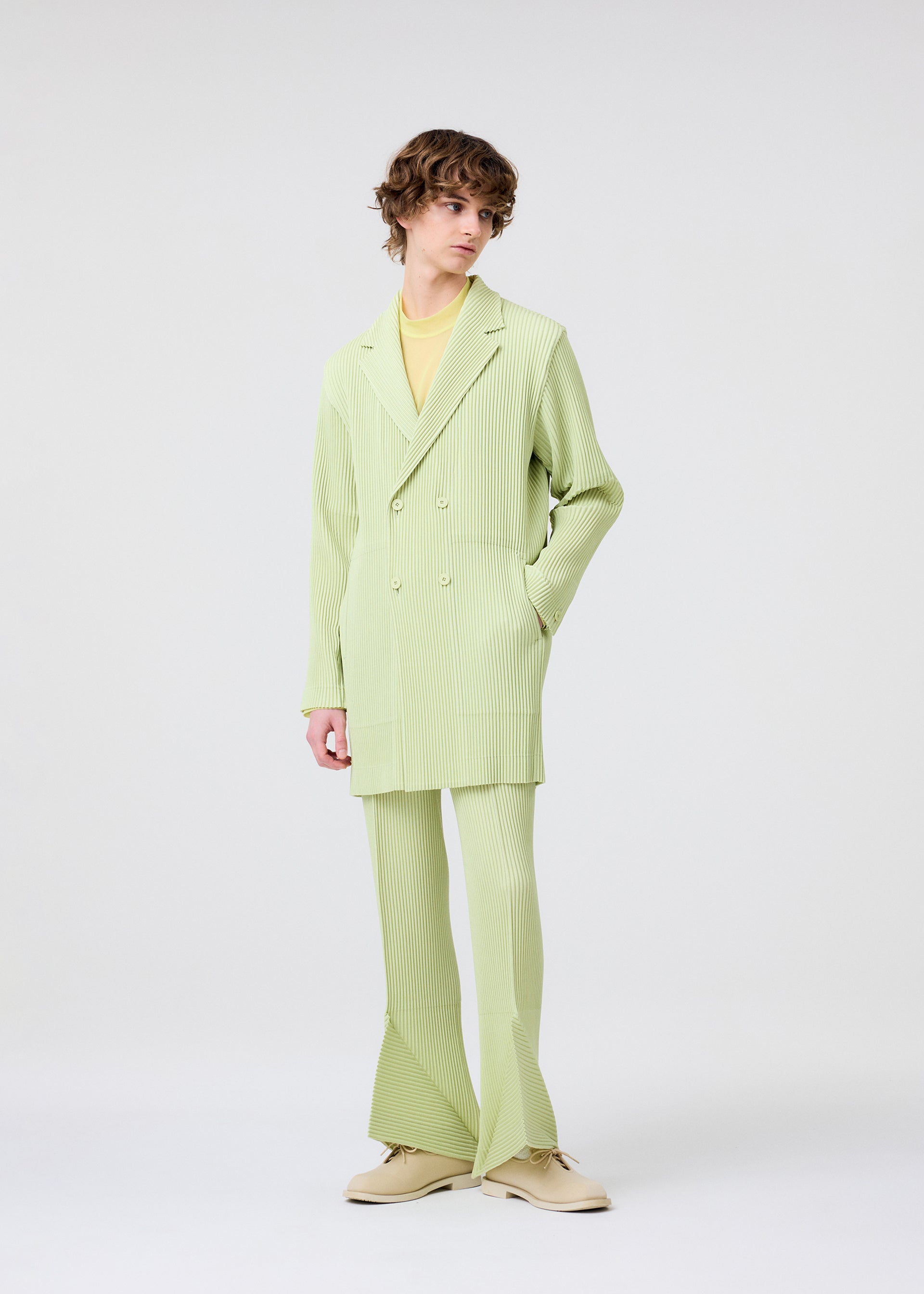 Issey Miyake Linen Like pánské kalhoty béžové lehké