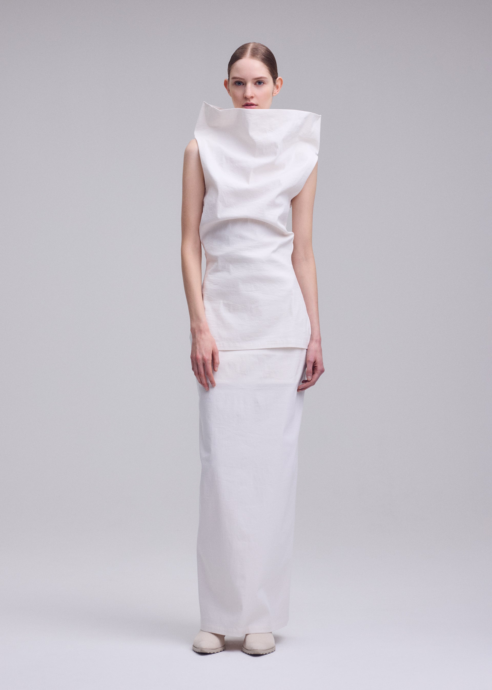 Issey Miyake Allow sukně off-white dlouhá washi
