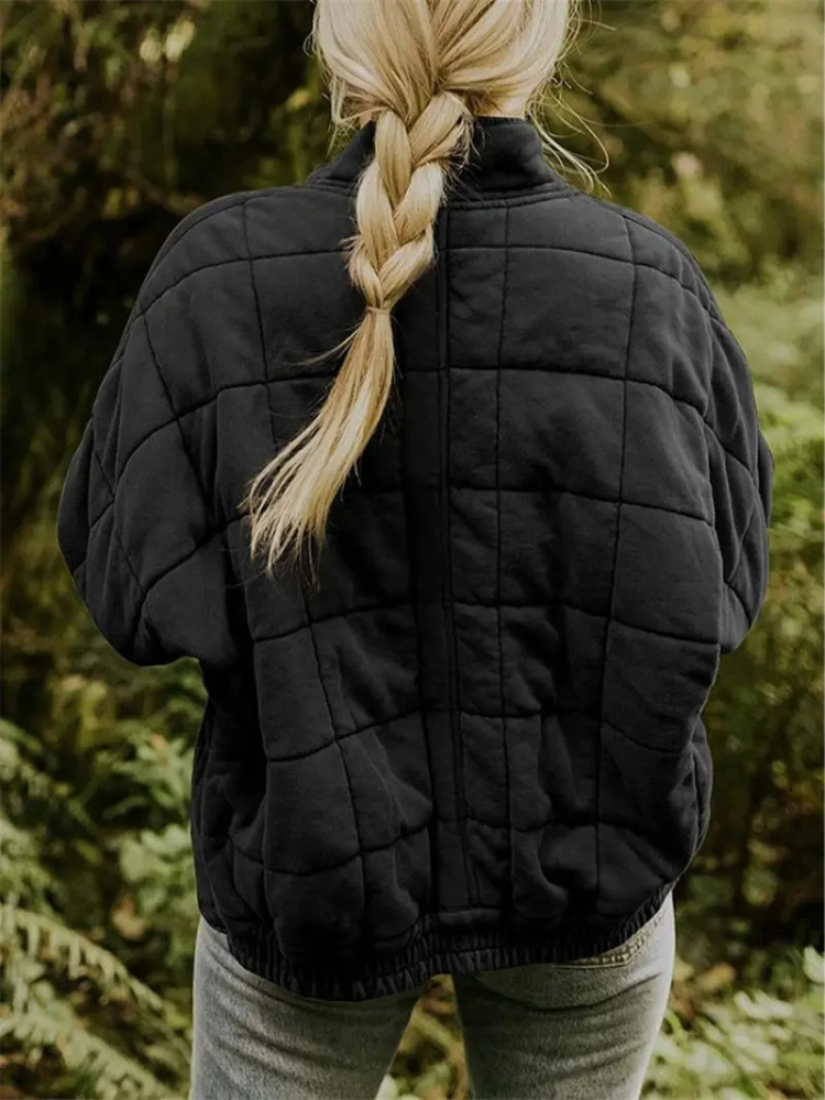 Norielle prošívaná bunda krátká černá na knoflíky