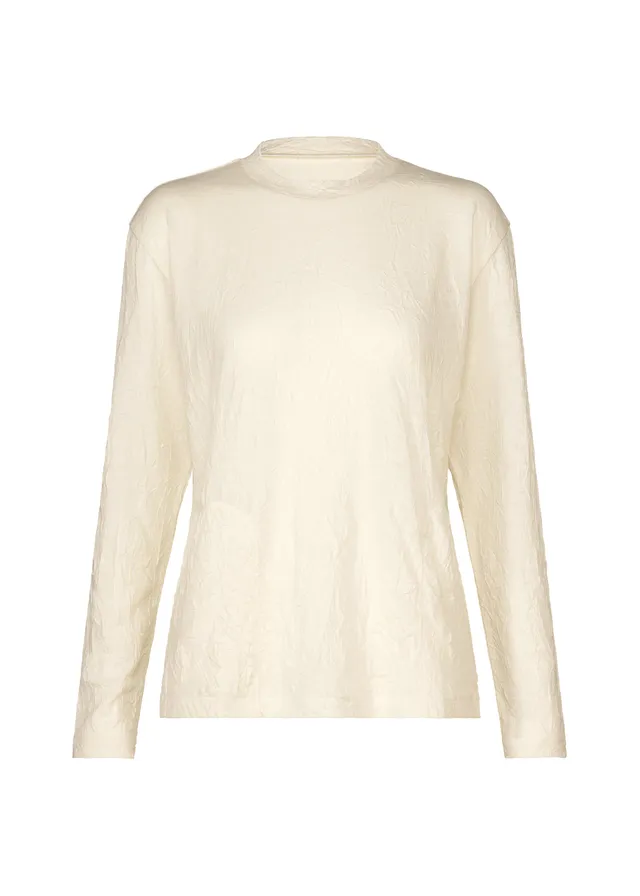 Issey Miyake HaaT W/P Washer top s dlouhým rukávem bílý mačkaný