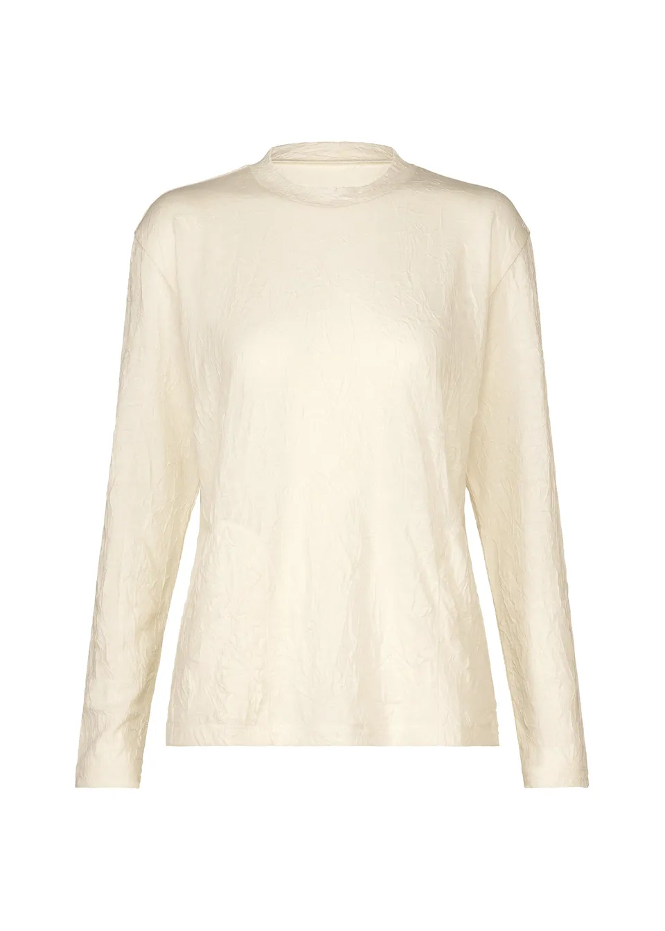Issey Miyake HaaT W/P Washer top s dlouhým rukávem bílý mačkaný