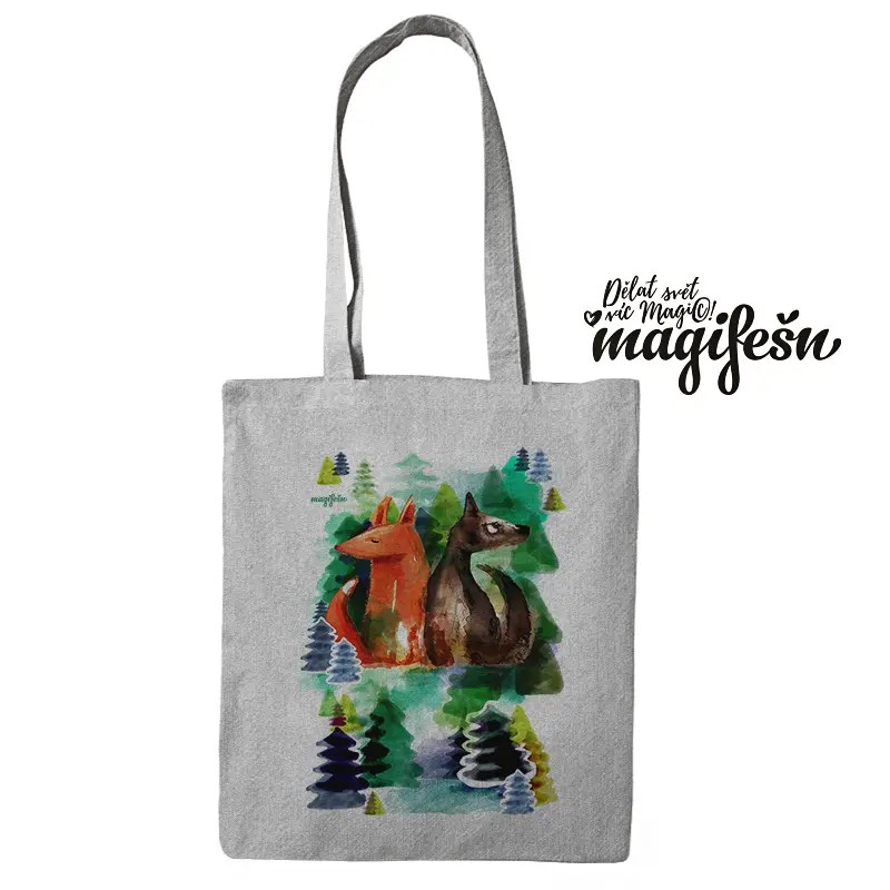 Magifešn MEDIUM Liška a vlk plátěná taška recyklovaná