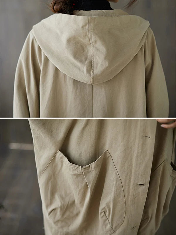 Norielle cape kabát oversize béžový s kapucí