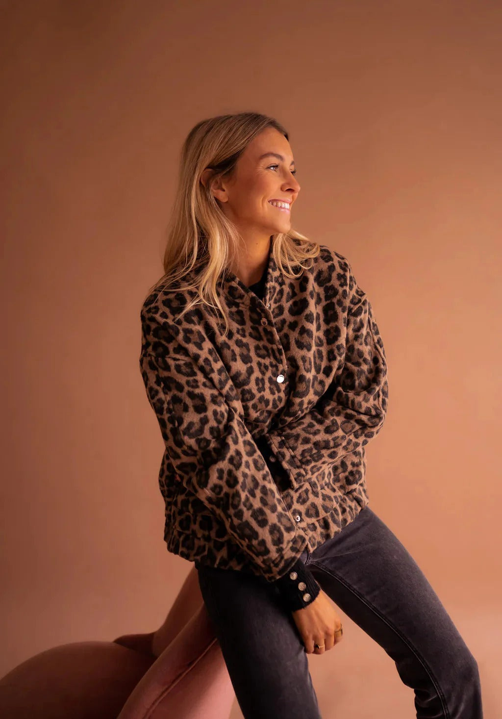 Norielle oversize bomber bunda hnědá leopardí