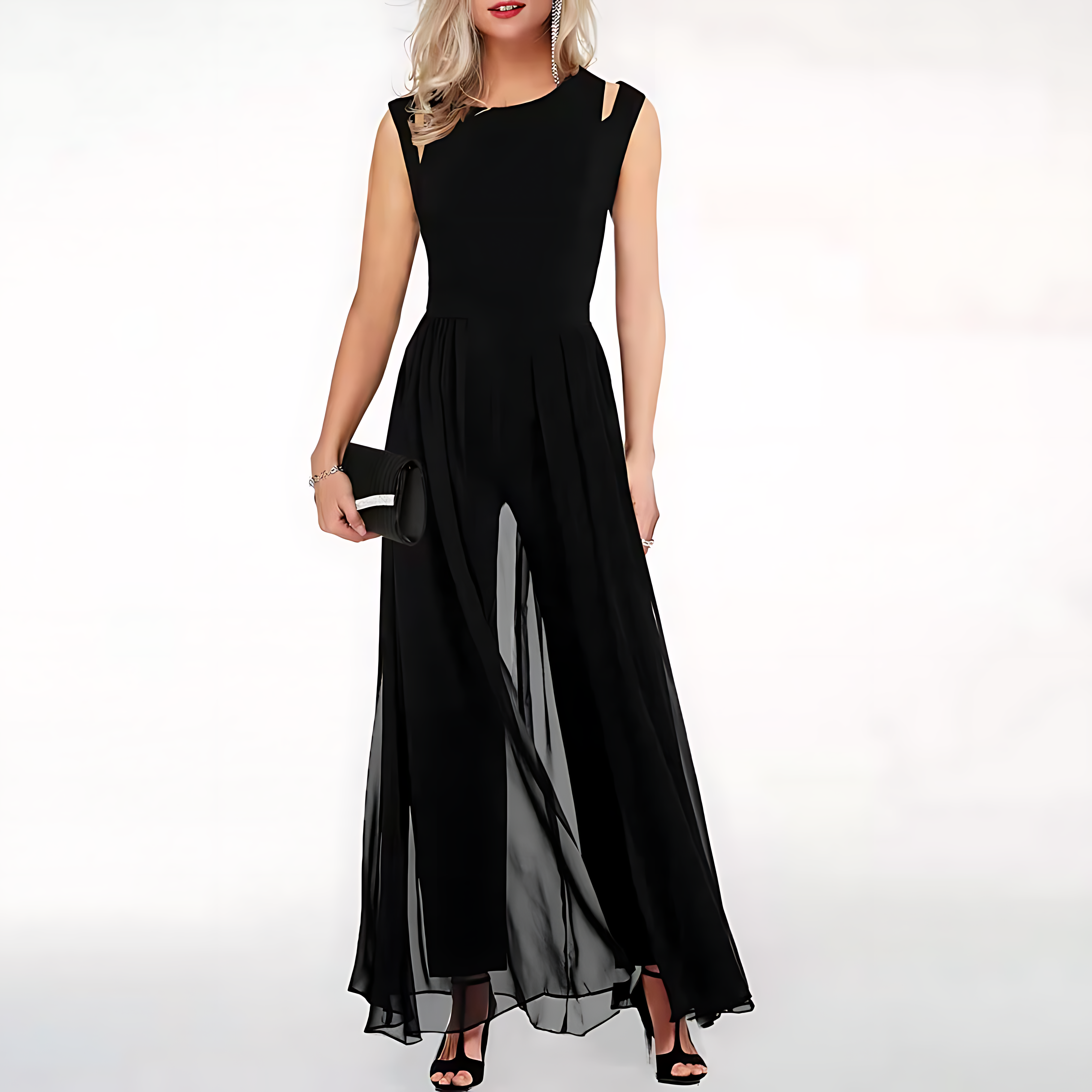 Norielle Elegance Soirée dámský overal černý bez rukávů