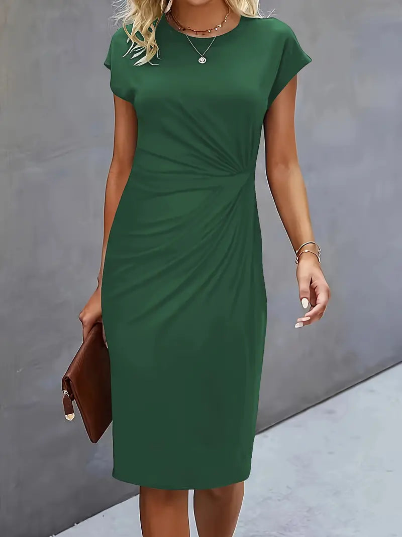 Norielle midi šaty s řasením červená M elegantní