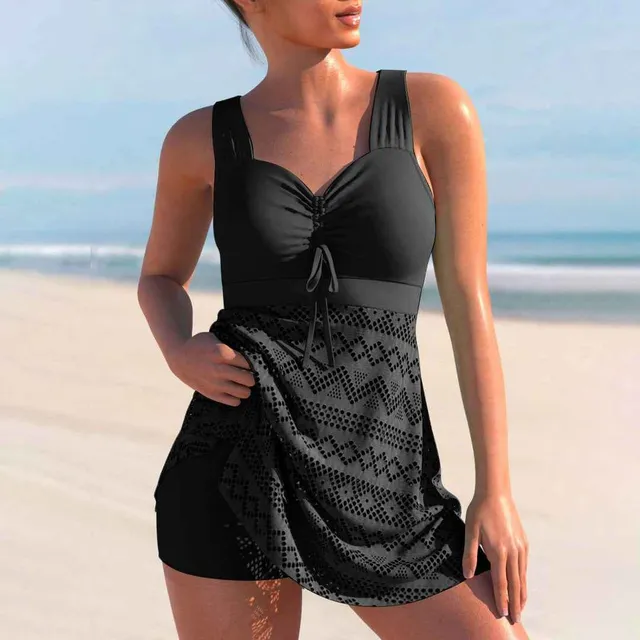 Norielle tankini s kraťasy černé výstřih do V