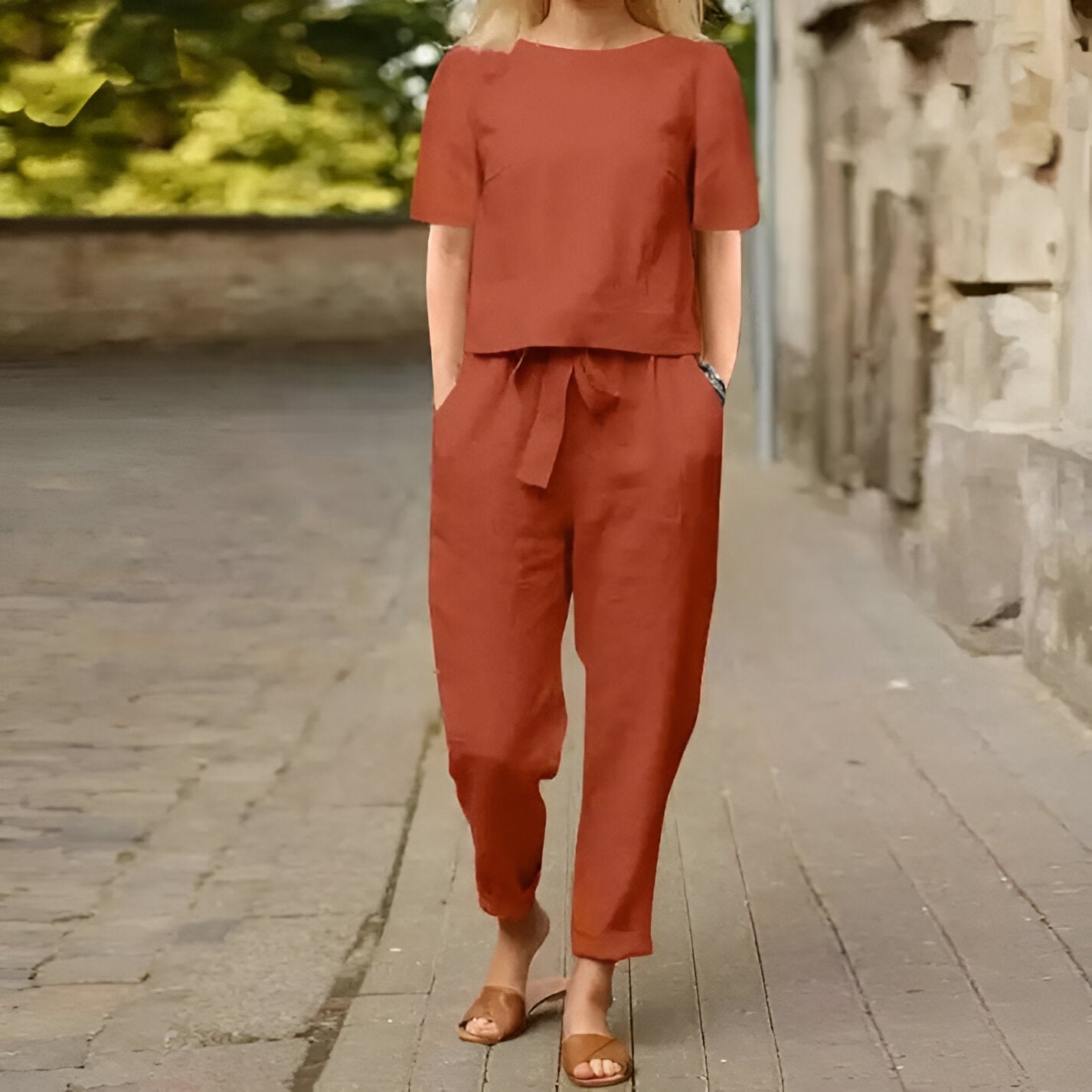 Norielle lehká souprava modrá viskózová volný střih