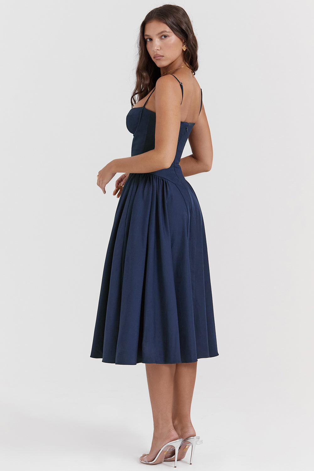 Norielle midi bustier šaty černé rozšířené