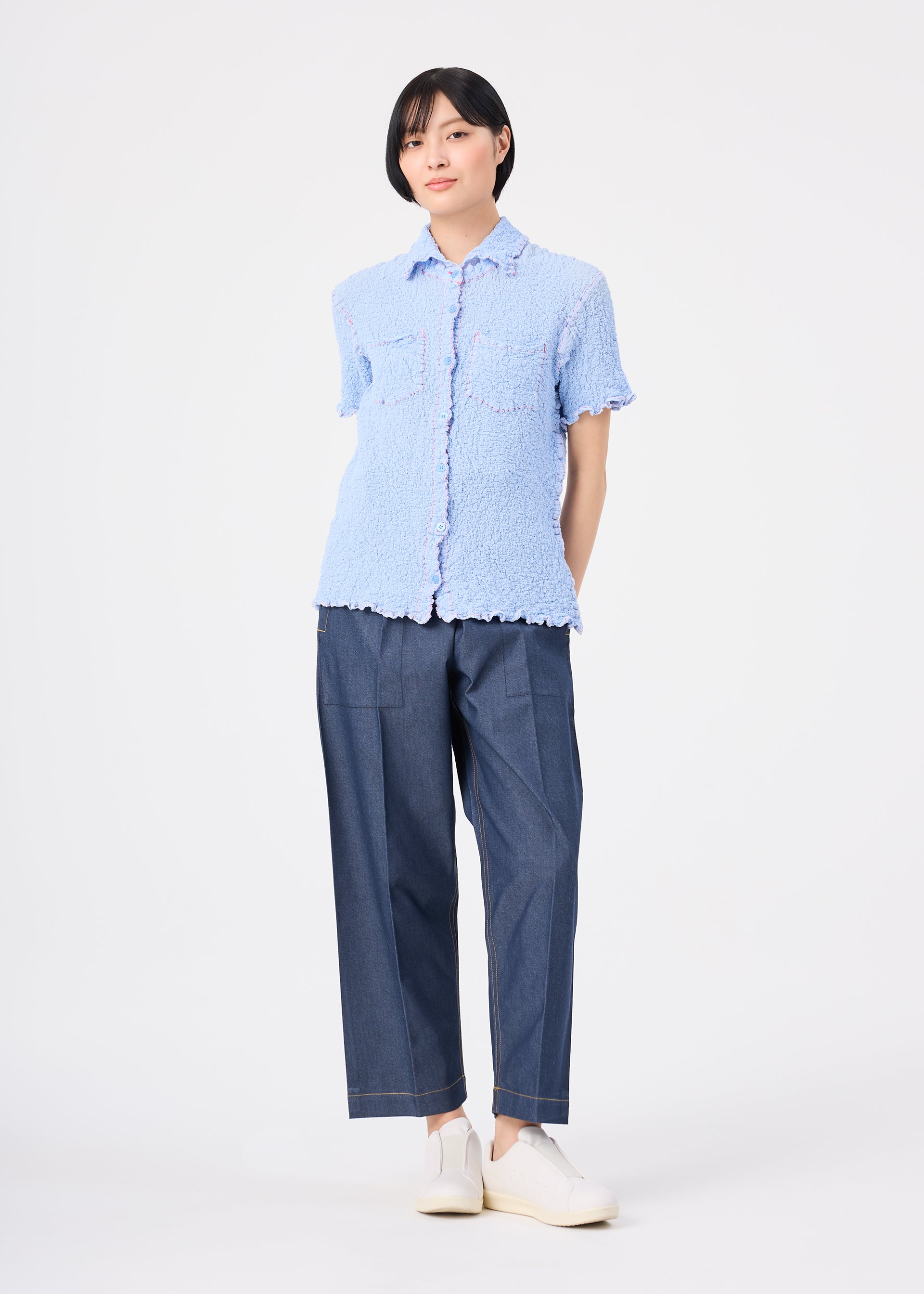 Issey Miyake Cauliflower Color 1 bavlněný top černá