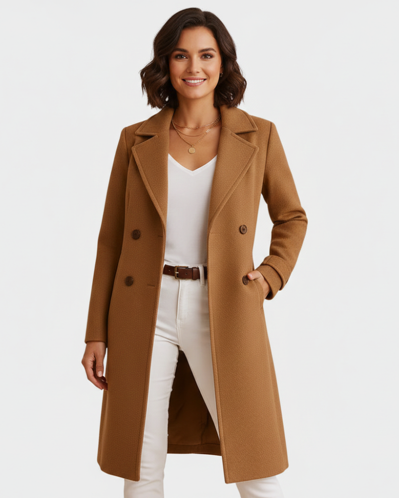 Norielle elegantní kabát midi s projmutým střihem