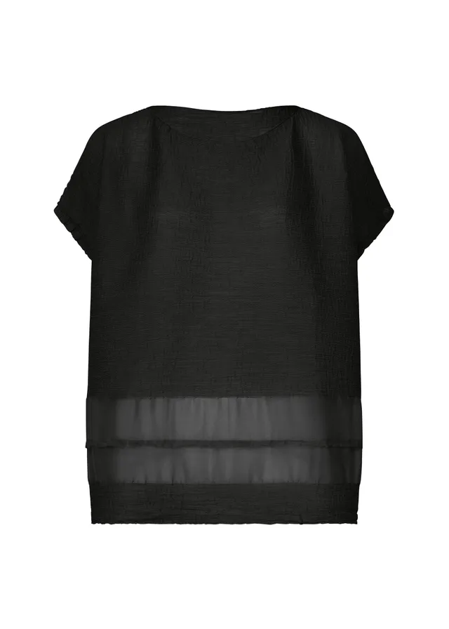 Issey Miyake Sheer Crepe top černá poloprůhledný krep
