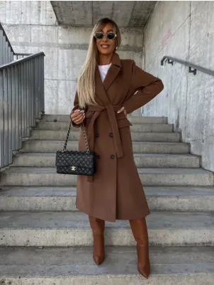 Norielle dlouhý kabát trench s páskem černý