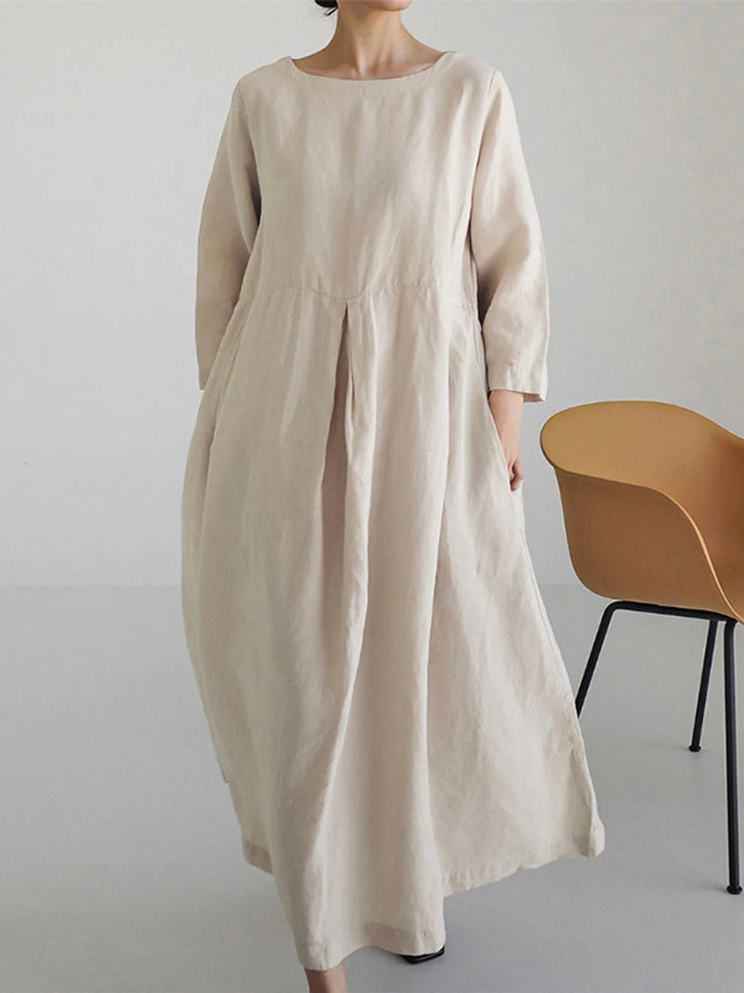 Norielle šaty dlouhé béžové volné minimalistické
