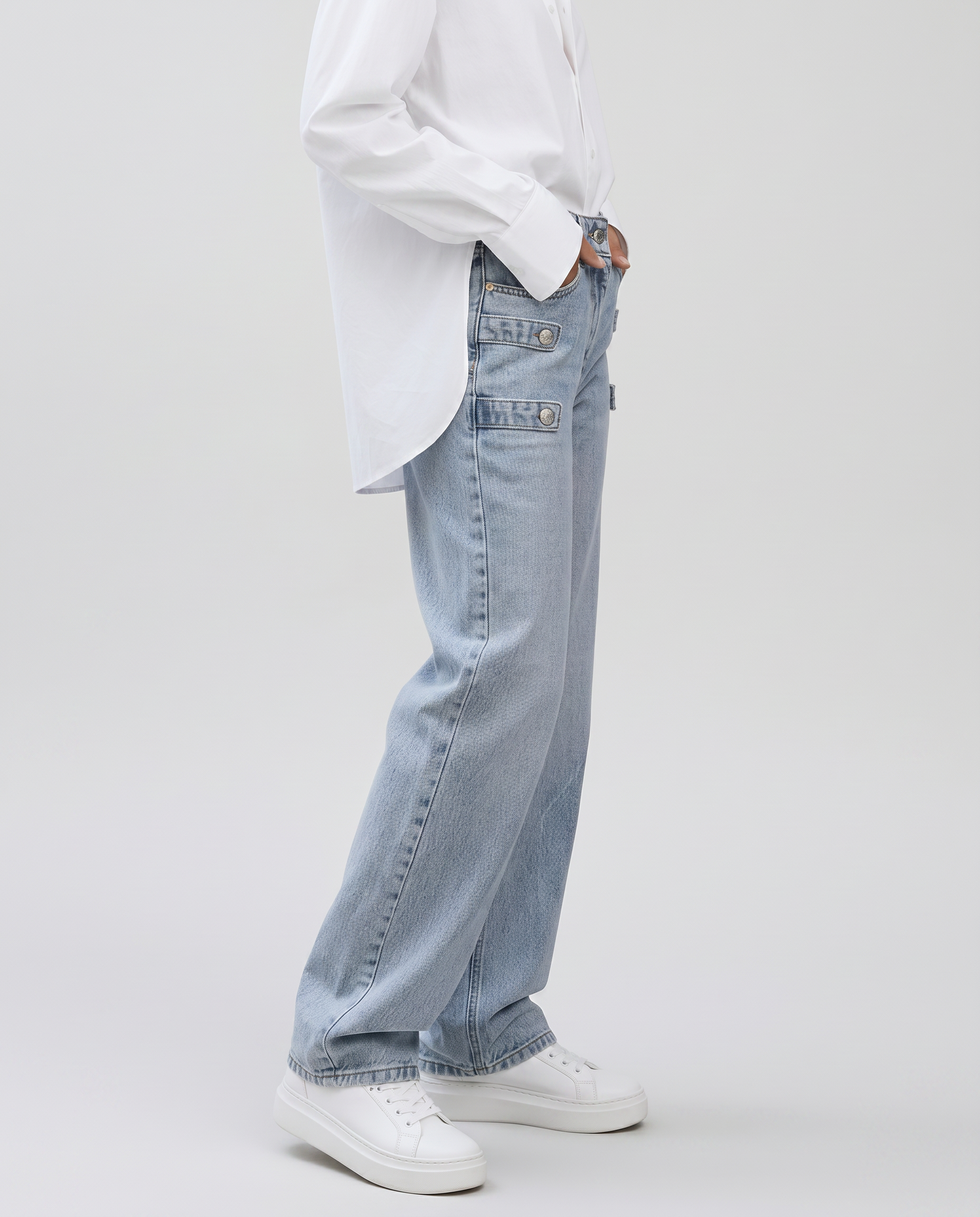 Norielle volné džíny wide leg světle modrá vysoký pas