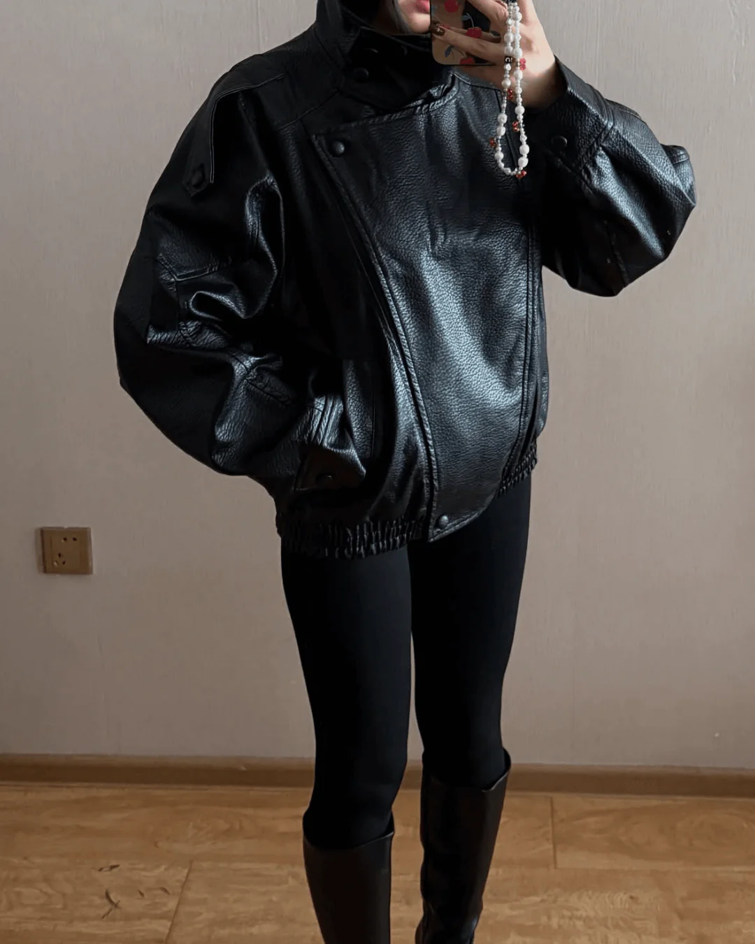 Norielle bomber bunda z ekokůže černá S se stojáčkem