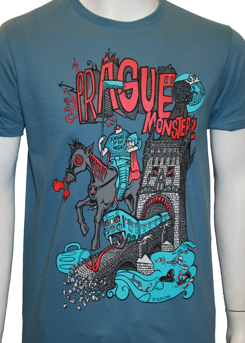 Alien DNA Prague Monsterz pánské tričko stone blue bavlna