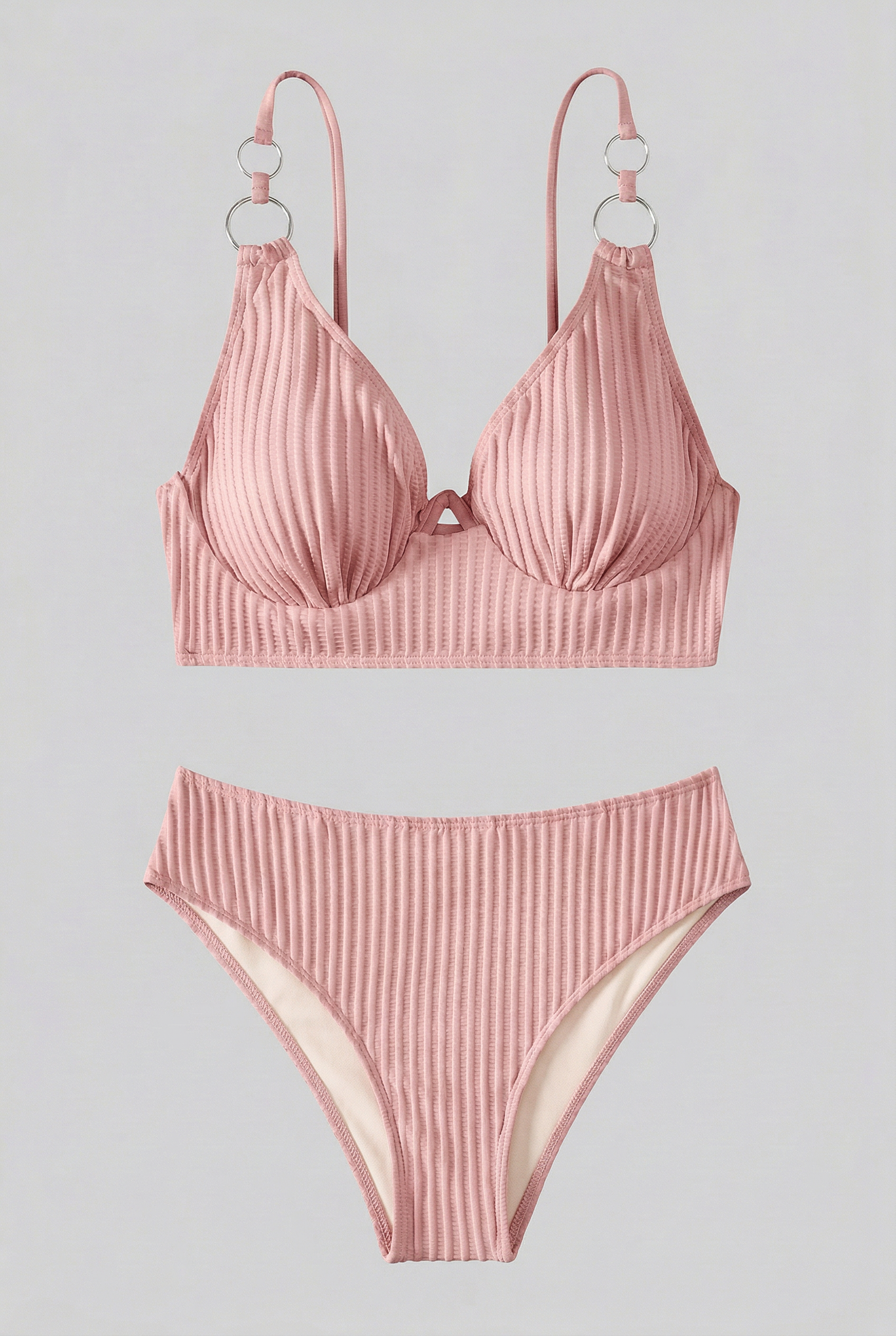 Norielle žebrované bikiny s výstřihem bílá