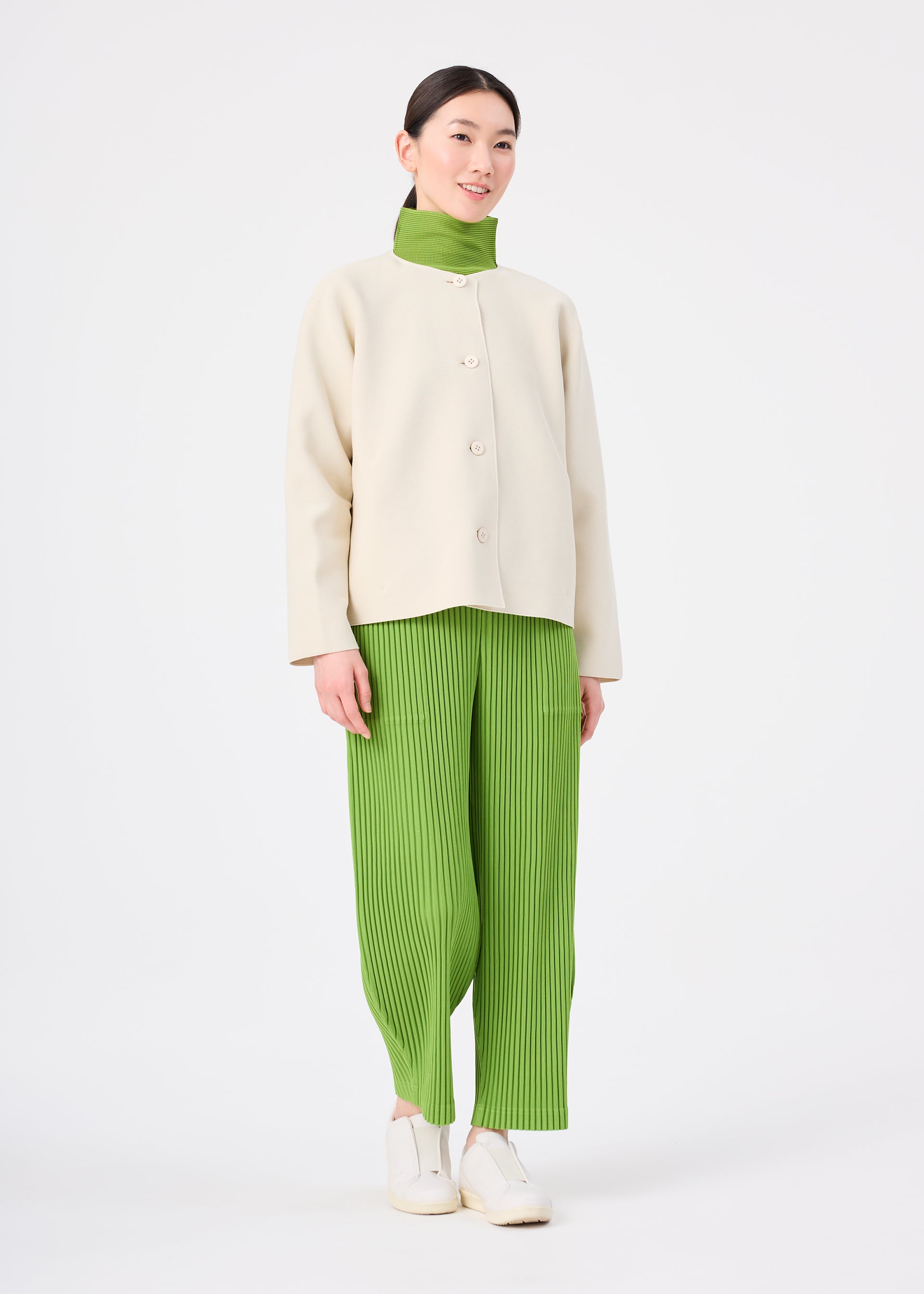 me Issey Miyake Solid Knit bunda smetanová lehká