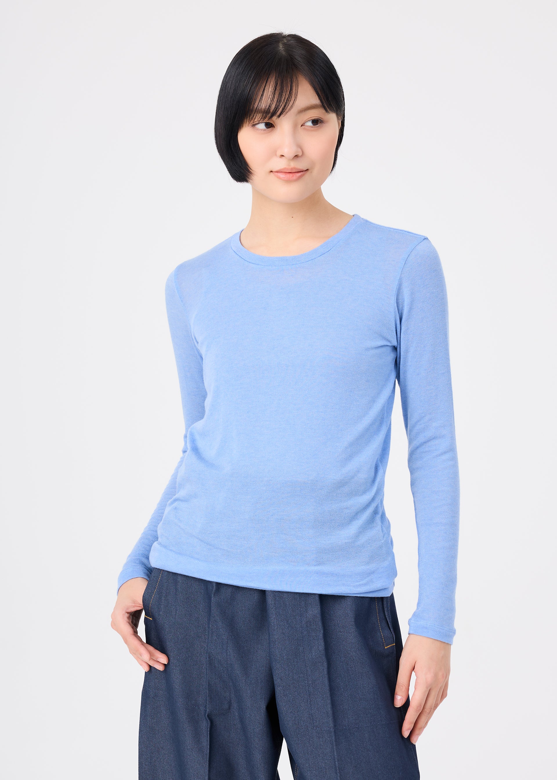 Issey Miyake Wool Mix Jersey top Black s dlouhým rukávem